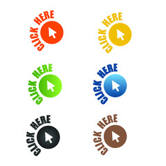 set of click here icons