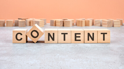 Content word written on wood block. Content text on wooden table for your desing, concept.