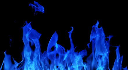 blue flame high hot sparks on black