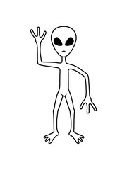 Begrüßung Alien winkt freundlich 