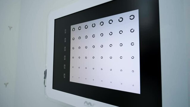 Snellen chart testing vision Black numbers on a white surface laid on black background