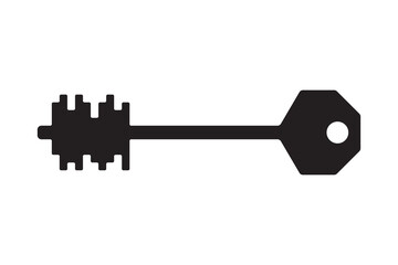 Key icon for lock and open door in house. Safety and security protection symbol.