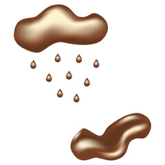 Set of abstract realistic graphic elements in trendy chocolate tints. Vector 3d illustration.