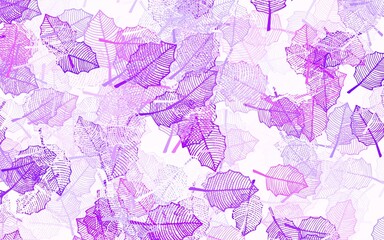 Light Purple, Pink vector elegant pattern with leaves.