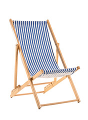 Striped deck chair on white background