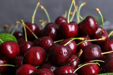 Heap of ripe cherry, closeup