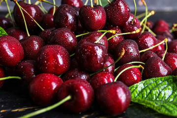 Heap of ripe cherry, closeup