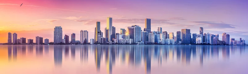 Peel and stick wall murals United States the skyline of miami during sunset 