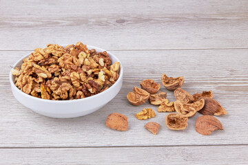 Walnuts in white bowl