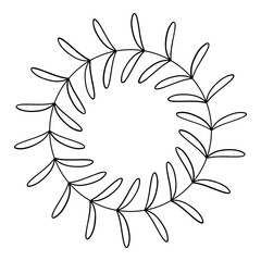 Obraz premium Leaves circle frame isolated on white background