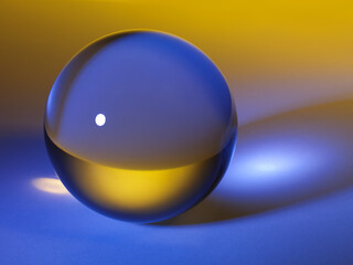 Abstract Crystal Ball on blue yellow background