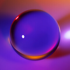 Colorful Glass Sphere on purple and blue abstract background