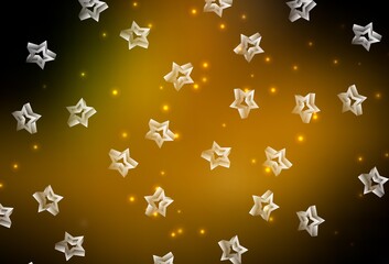 Dark Green, Yellow vector backdrop with small and big stars.