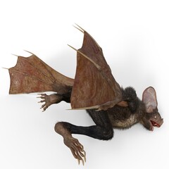 3d-illustration of an isolated creepy fantasy werebat