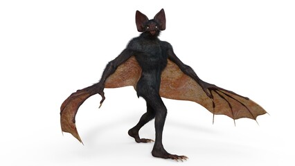 3d-illustration of an isolated creepy fantasy werebat