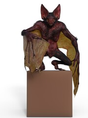 3d-illustration of an isolated creepy fantasy werebat