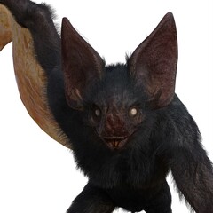 3d-illustration of an isolated creepy fantasy werebat