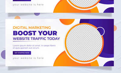 Creative Digital Marketing Web Banner Design । Modern Business Web Banner Design.