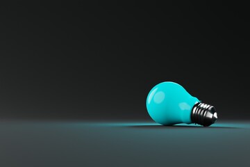 Blue light bulb over a dark background. The concept of electricity, light, dealing with the dark. Idea and concept. 3d render, 3d illustrator