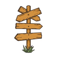 Wooden outline way sign for nature outdoor camping design. Adventure wonderlust explorer sign