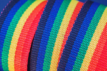 Colorful abstract background, rainbow ribbons close up