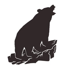 Bear silhouette of animal. Nature wild forest life. Vector element for camping outdoor aventures