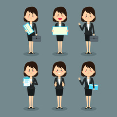 Business Woman with Various Poses Expressions