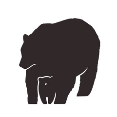 Bear silhouette of animal. Nature wild forest life. Vector element for camping outdoor aventures