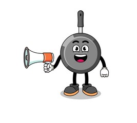 frying pan cartoon illustration holding megaphone