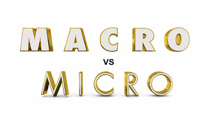 Macro Vs Micro Large Versus Small Big Tiny Words Comparison 3d Illustration
