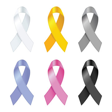 Awareness ribbons on white background. Vector illustration.