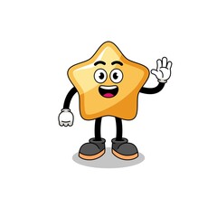 star cartoon doing wave hand gesture