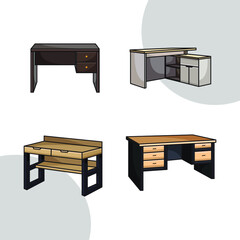 Set of several flat table vector