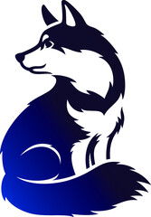 Illustration of Husky Dog Sitting and Looking Back