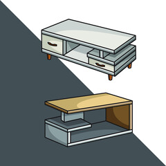 Set of several flat table vector