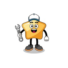 star illustration cartoon as a mechanic