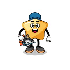 Cartoon Illustration of star as a woodworker
