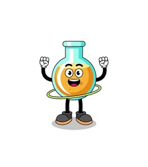 Character Illustration of lab beakers playing hula hoop