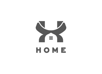 Initial Letter H Home Logo. Geometric Shape Window with House Icon Isolated on White Background. Usable for Real Estate, Business and Branding Logos. Flat Vector Design Template Element