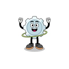 Fototapeta premium Character Illustration of gear playing hula hoop