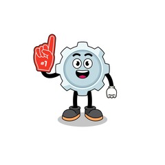 Cartoon mascot of gear number 1 fans