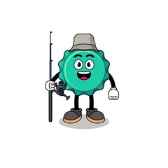 Mascot Illustration of bottle cap fisherman