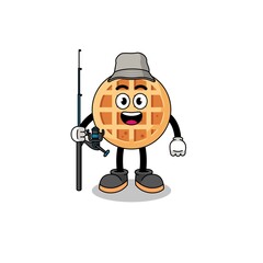 Mascot Illustration of circle waffle fisherman