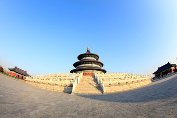 The temple of heaven in Beijing, China, The text is translated as 