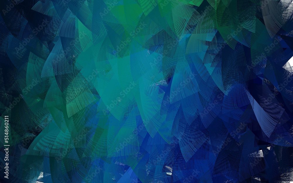 Poster light blue, green vector background with abstract shapes.