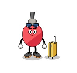 table tennis racket mascot doing vacation