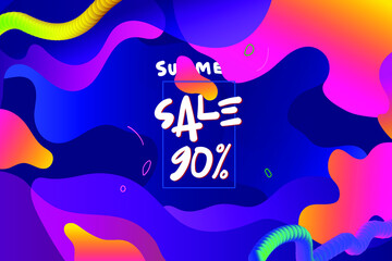 summer sale. flow colorful shapes background design. abstract background