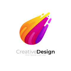 Meteor icons, Abstract design with 3d colorful, swoosh logos
