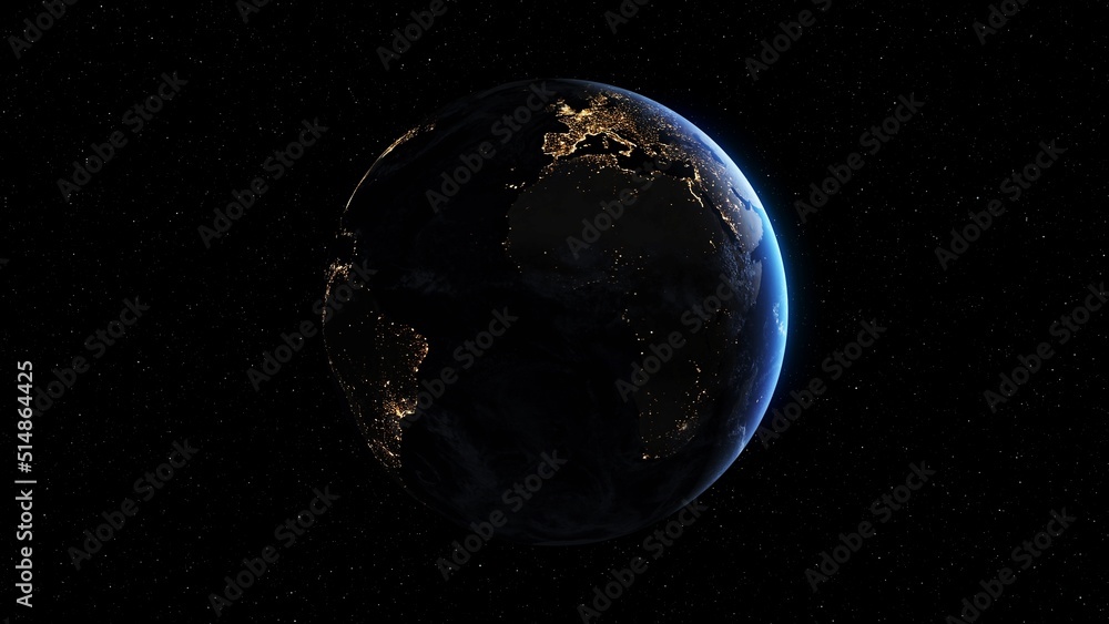 Poster planet earth with realistic geography surface and orbital 3d cloud atmosphere . outer space view of 