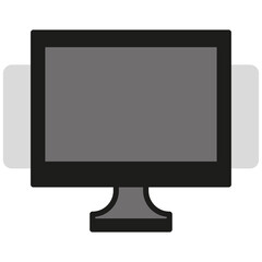 black monitor icon. Flat pc symbol. Vector illustration. stock image.